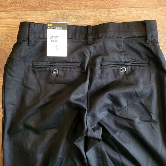 Lee Pants Womens 4 Medium Black Flex Motion Straight Leg Mid Rise Stretch NEW - Picture 12 of 16
